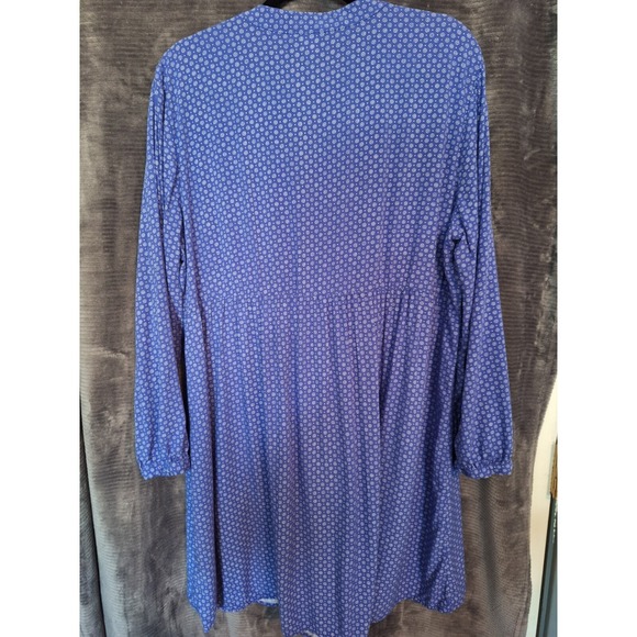 Old Navy Pop Over Mini Dress Womans XL Blue White Dizzy Floral Peasant Baby Doll - Picture 7 of 7